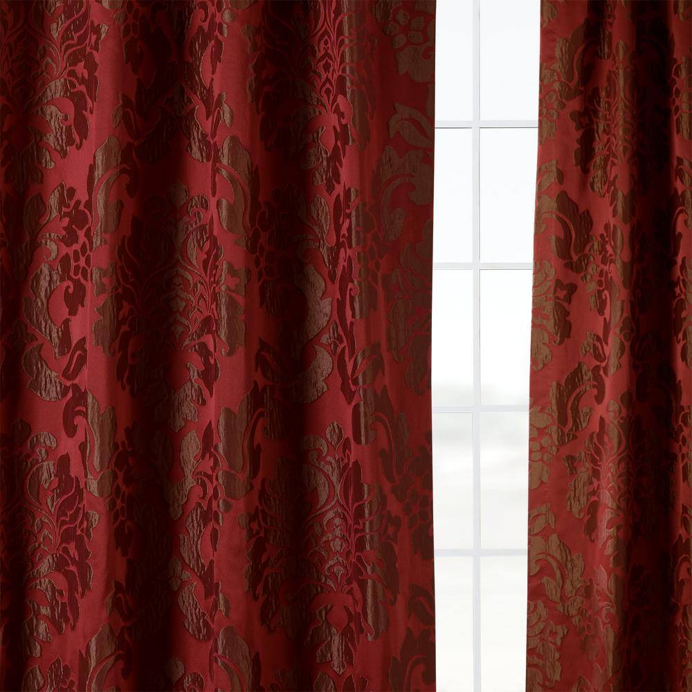 Astoria Red and Bronze Faux Silk Room Darkening Curtain Panel