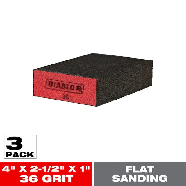 DIABLO 4-1/2 in. x 2-3/4 in. x 1 in. 36 Grit Coarse Flat Edge Sanding Sponge (3-Pack)