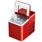 26 lb. Portable Ice Maker in Red with Ice Scoop and Detachable Basket