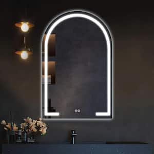 24 in. W x 31 in. H Arched Frameless Mirror Wall Mirror Bathroom Vanity Mirror