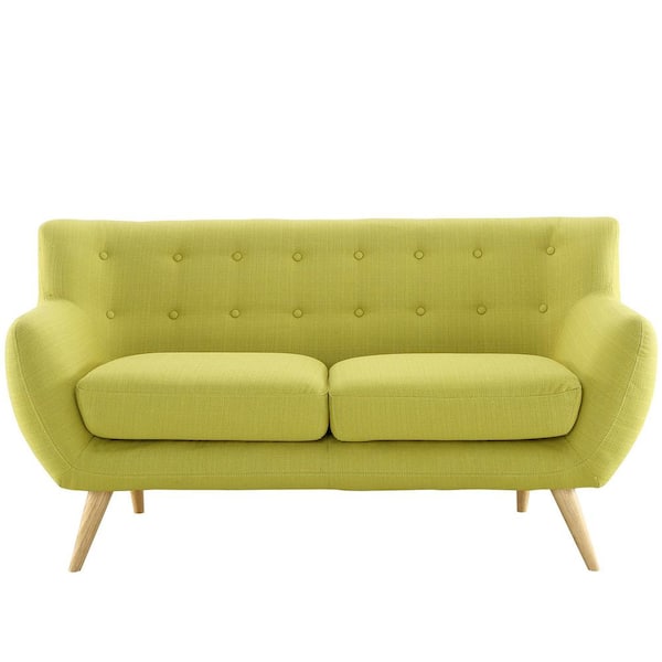 MODWAY Remark 62 in. Wheatgrass Polyester 2-Seat Loveseat with Tapered Wooden Legs
