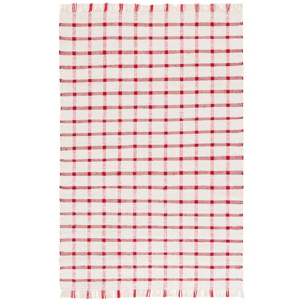 Montauk 6 ft. x 9 ft. Ivory/Red Geometric Lattice Area Rug