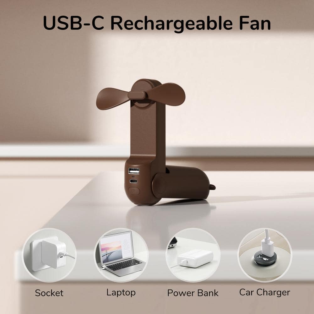5 in. Personal Fan in Brown with 2000mAh Battery price history on PriceWatchPro
