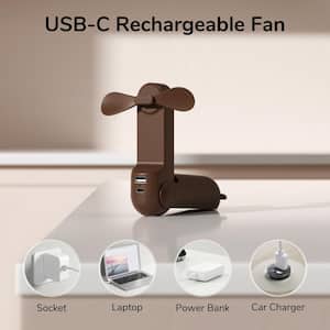 5 in. Personal Fan in Brown with 2000mAh Battery