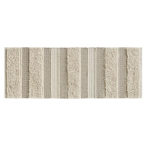 Asher 2 in. x 58 in. Natural Woven Texture Stripe Bath Rug