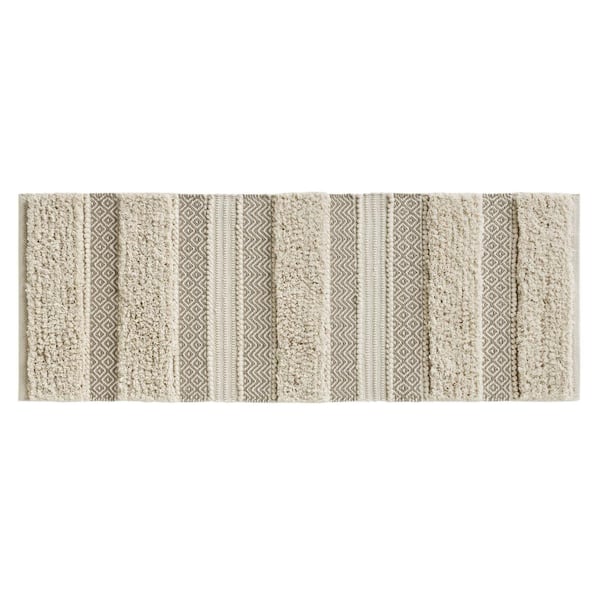 INK+IVY Asher 2 in. x 58 in. Natural Woven Texture Stripe Bath Rug