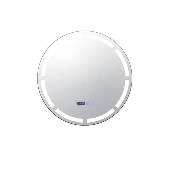 Puluomis 23.6 in. W x 23.6 in. H Round Frameless Anti-Fog LED Light Wall Bathroom Vanity Mirror Front Light
