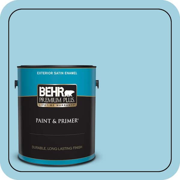 BEHR PREMIUM PLUS 1 gal. #M480-3 Bengal Blue Satin Enamel Exterior Paint & Primer