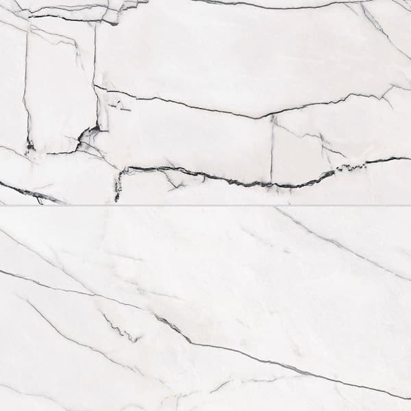 Bedrosians Gemma Rectangular 24 in. x 48 in. Polished Bianca Porcelain Tile (31 sq. ft./Case)
