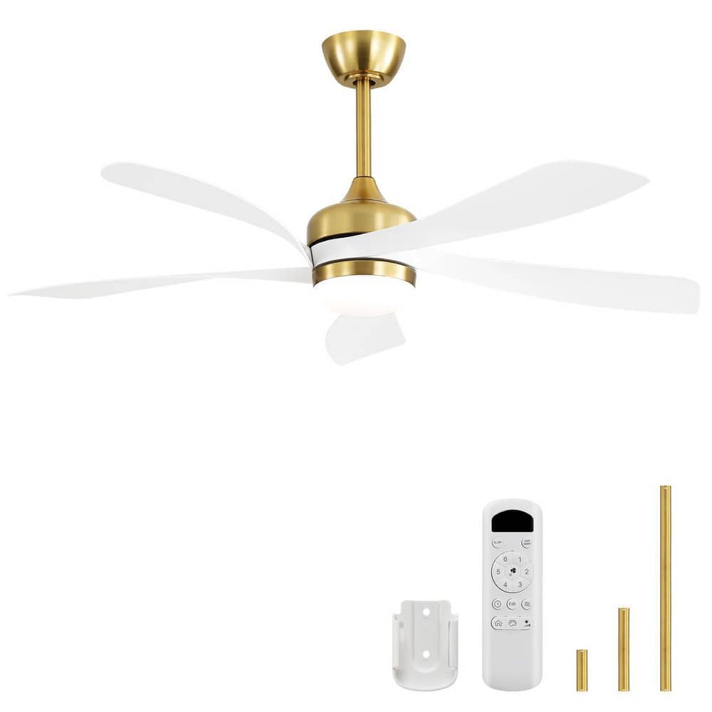 52 in. Indoor/Outdoor 5-Blades Gold Downrod Ceiling Fan with Led Lights and 6-Speed DC Remote-Morden, Farmhouse price history on PriceWatchPro