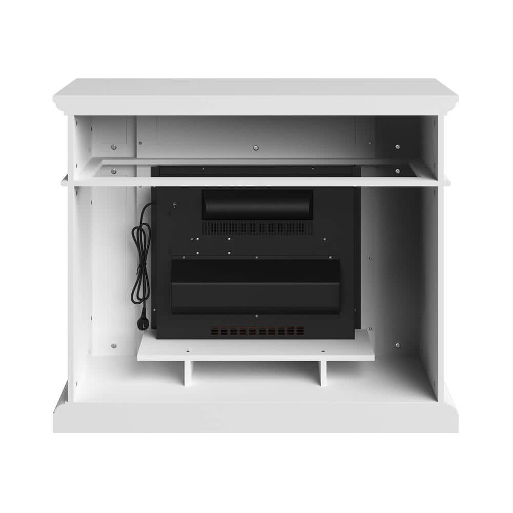 White Electric Fireplace with Mantel and Remote Control