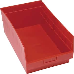 Store-More 6 in. Shelf 20.7 Qt. Storage Tote in Red (8-Pack)