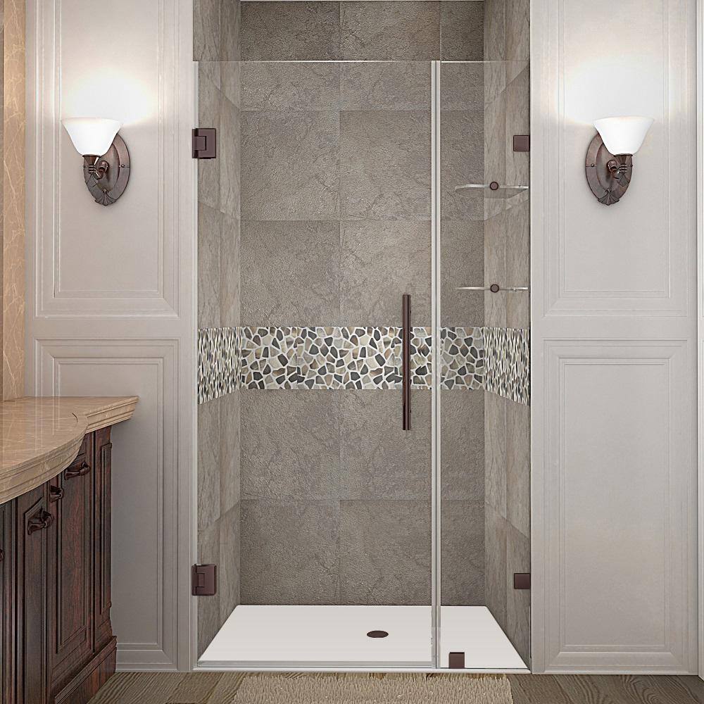 Nautis GS 40" Bronze Frameless Hinged Shower Door with Clear Glass