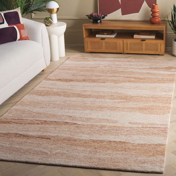 Ebony 6 ft. x 9 ft. Rust/Ivory Abstract Striped Area Rug