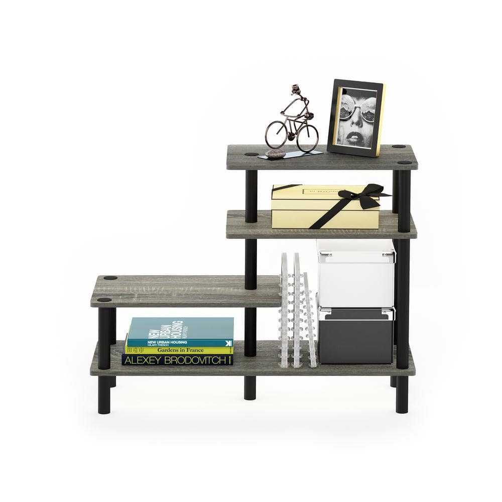 Furinno Turn-N-Tube 3-Tier Side Display Rack  French Oak Grey/Black