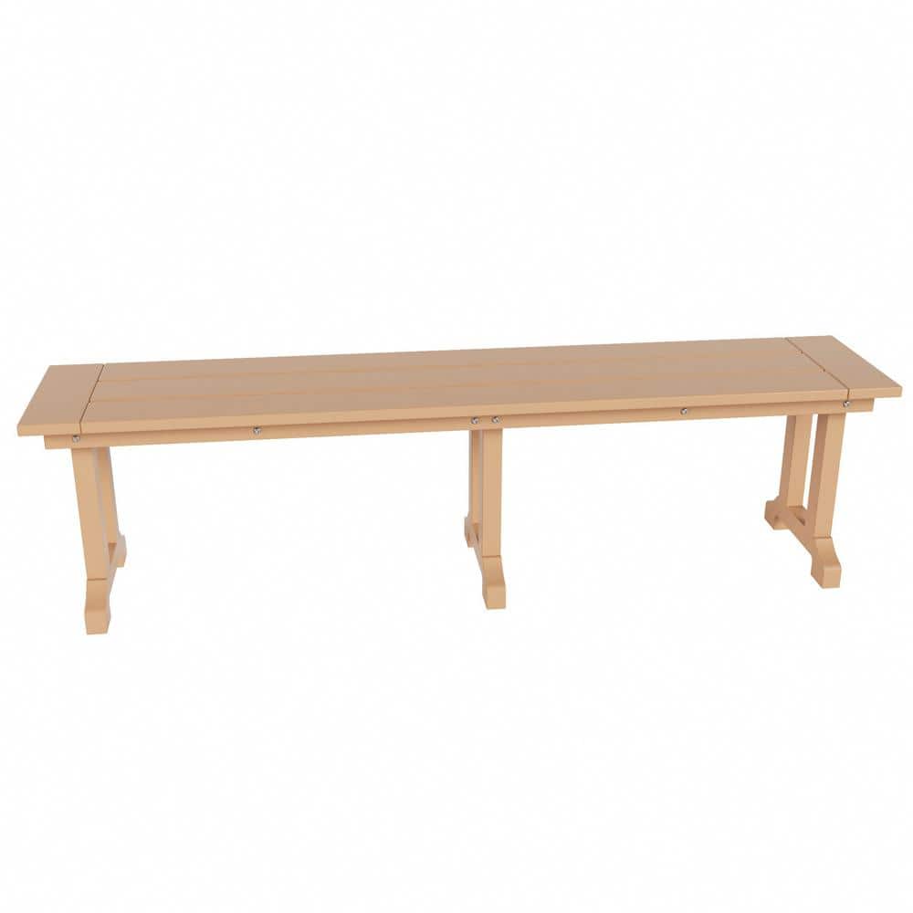 Teak Beige 6-Piece Rectangular Outdoor Dining Set with Bench