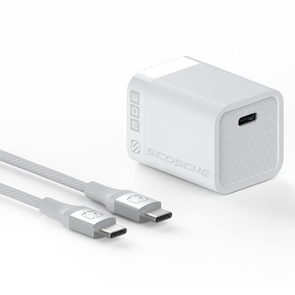 30W USB-C Wall Charger Block with Strikeline 8 ft. Braided USB-C to USB-C Cable Bundle