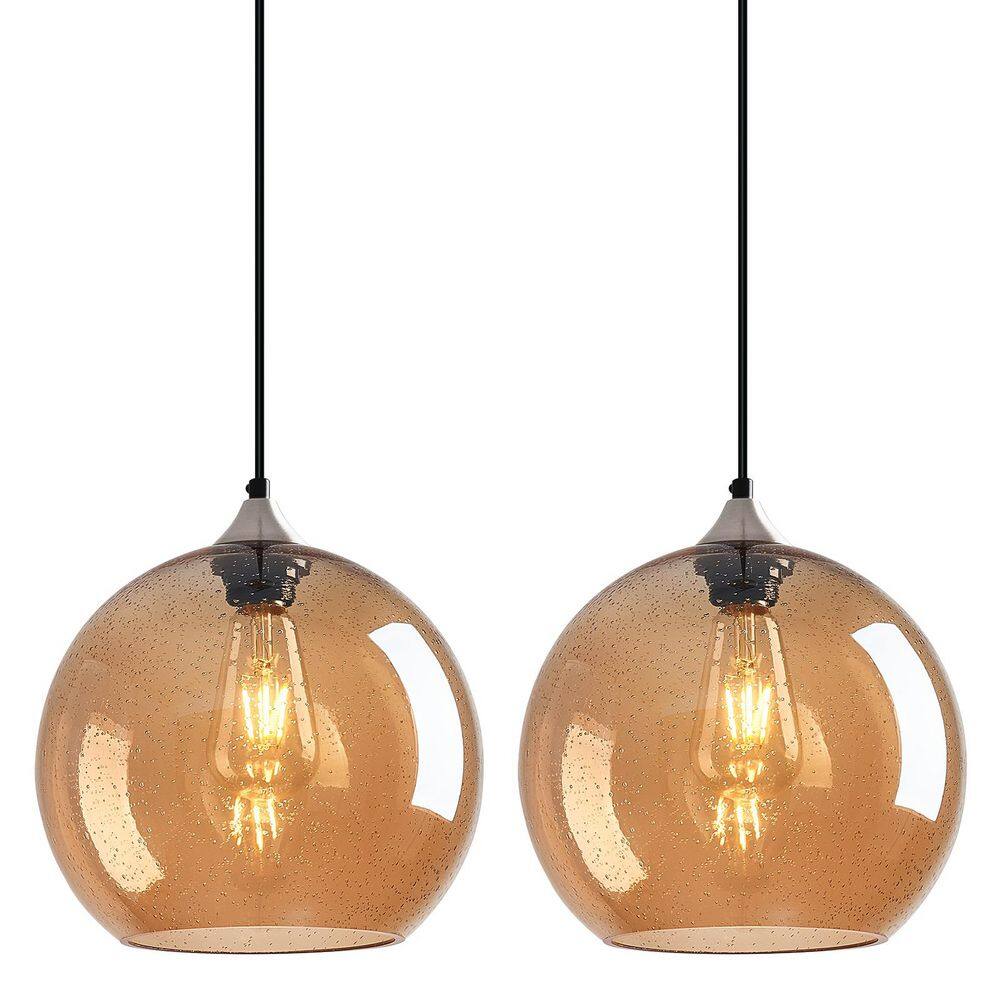 Home Lighting ‎60-Watts 1-Light 9.84in Amber Glass Pendant Light for Kitchen Island Bedroom,No Bulbs Included, 2-Pack price history on PriceWatchPro