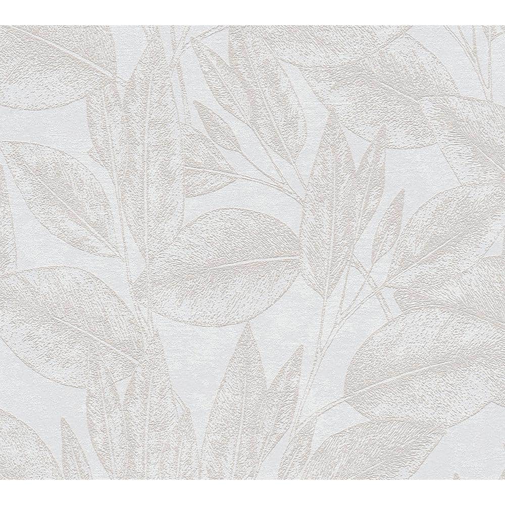 Suki Cream Leaves Wallpaper Sample