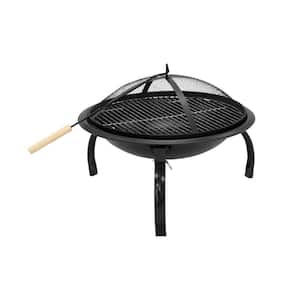 22 in. Round Iron Brazier Wood Burning Fire Pit Decoration for 