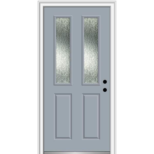 MMI DOOR 30 in. x 80 in. Left-Hand/Inswing Rain Glass Storm Cloud Fiberglass Prehung Front Door on 4-9/16 in. Frame