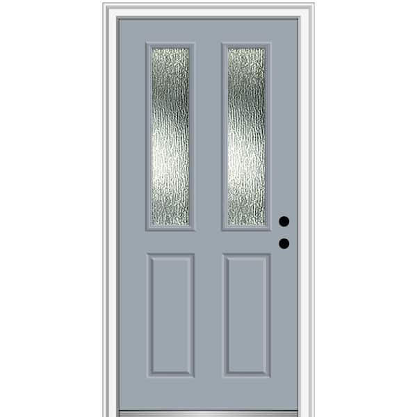 MMI Door 30 in. x 80 in. Left-Hand/Inswing Rain Glass Storm Cloud Fiberglass Prehung Front Door on 4-9/16 in. Frame