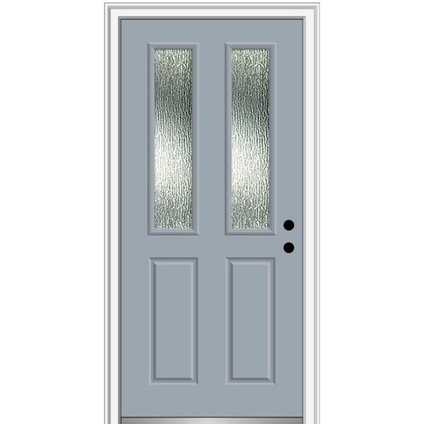 MMI Door 32 in. x 80 in. Left-Hand/Inswing Rain Glass Storm Cloud Fiberglass Prehung Front Door on 6-9/16 in. Frame