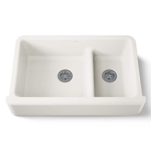 KOHLER Whitehaven Smart Divide Farmhouse Apron-Front Cast Iron 36
