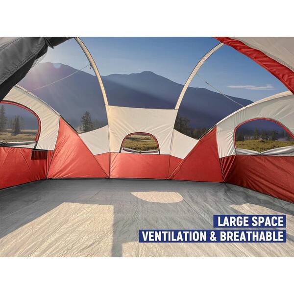 14 ft. x 11 ft. Red Camping Portable Tent with Windproof