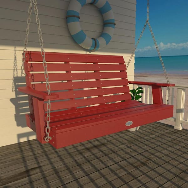 Highwood Riverside 4ft. 2-Person Boathouse Red Recycled Plastic Porch Swing