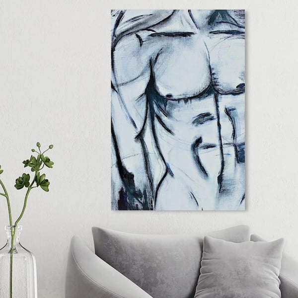 VENICE BEACH Collections All Man in Charcoal by Sarah Wahl 1 Piece Unframed Canvas Drawing Print Abstract Print 20 in. x 30 in.