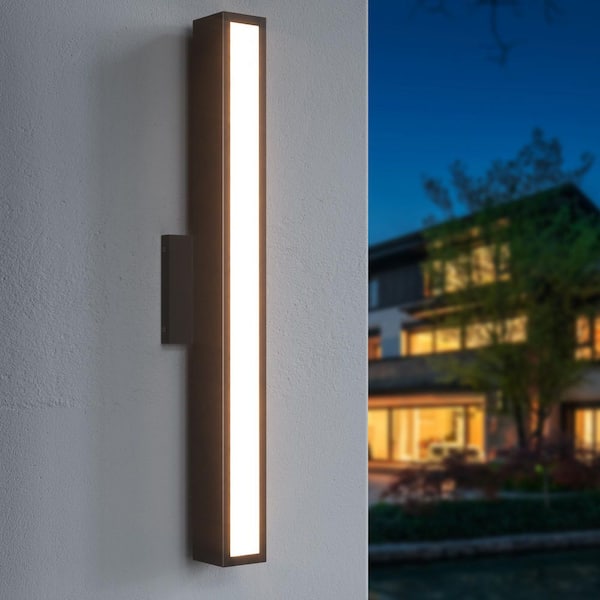 24 in. 1-Light Black Dimmable LED Hardwired Outdoor Metal Exterior Garage Porch Wall Lights Sconces Lighting Fixtures