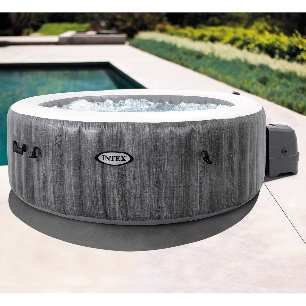 Intex PureSpa Greywood Deluxe 6-Person Inflatable Round Hot Tub