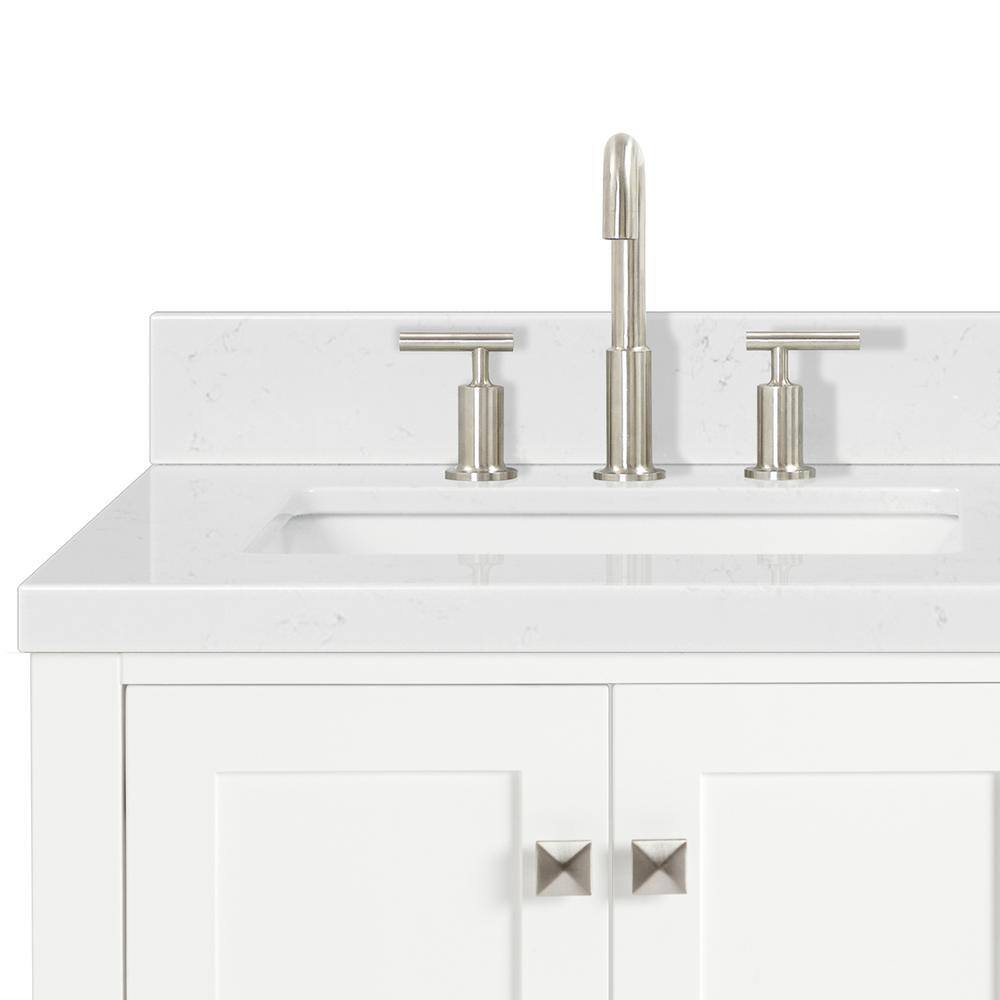 Cambridge 36" White Hardwood Freestanding Vanity with Quartz Top