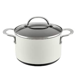 Achieve Hard 4 qt. in Cream Anodized Nonstick Saucepot with Lid