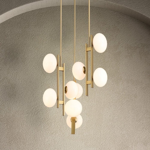 Thesis Julep 64 in. 8-Light Brushed Gold Linear Chandelier with