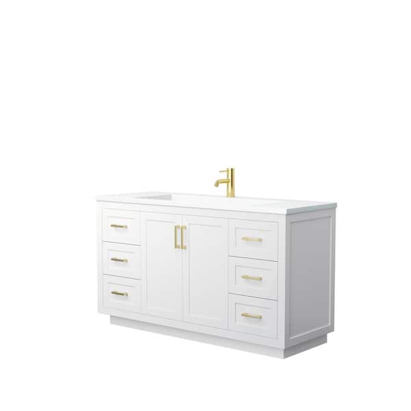 Wyndham Collection Miranda 60 in. W Single Bath Vanity in White with Solid Surface Vanity Top in White with White Basin