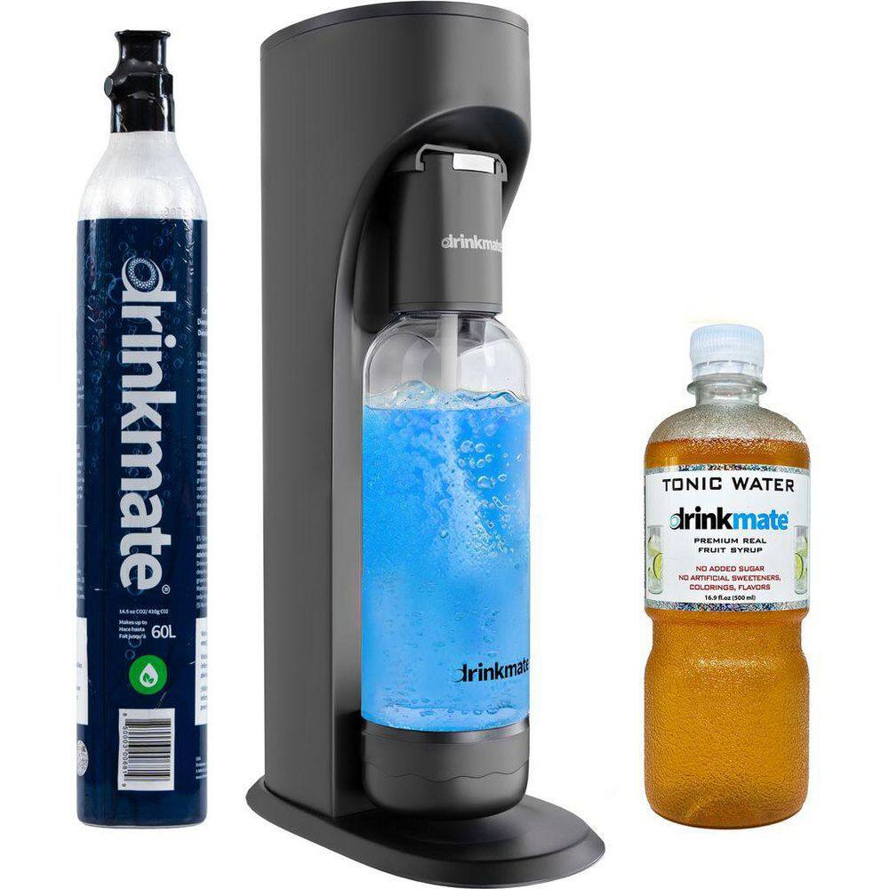 Matt Black Sparkling Water and Soda Maker Machine Starter Kit with 1-60L CO2 Cylinder and Tonic Water Syrup price history on PriceWatchPro