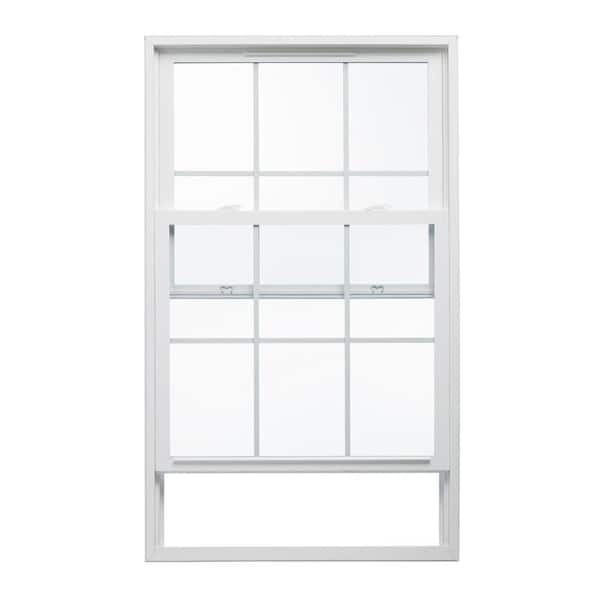 JELD-WEN 35.5 in. x 53.5 in. V-2500 Series White Vinyl Single Hung Window with Colonial Grids/Grilles