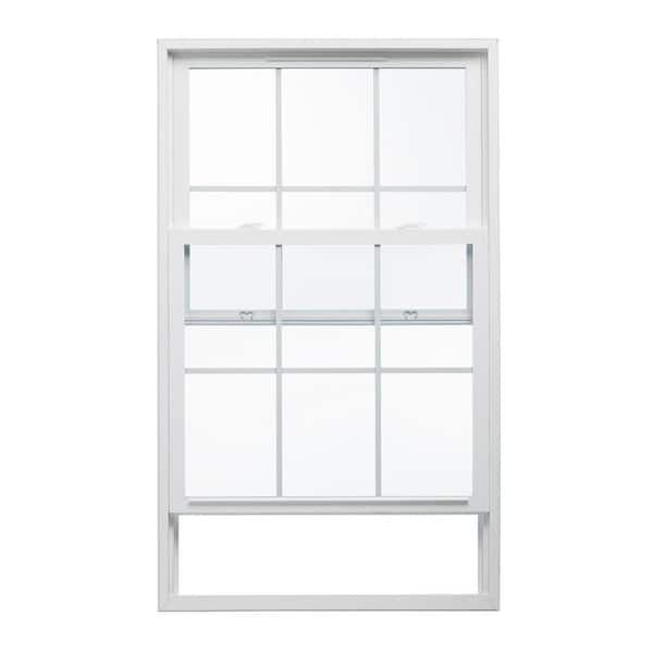 JELD-WEN 35.5 in. x 35.5 in. V-2500 Series White Vinyl Single Hung Window with Colonial Grids/Grilles