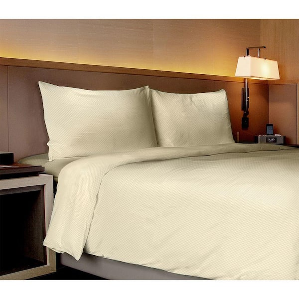 Home Dynamix Willow Collection Checkerboard Ivory Full Sheet Set (4-Piece)