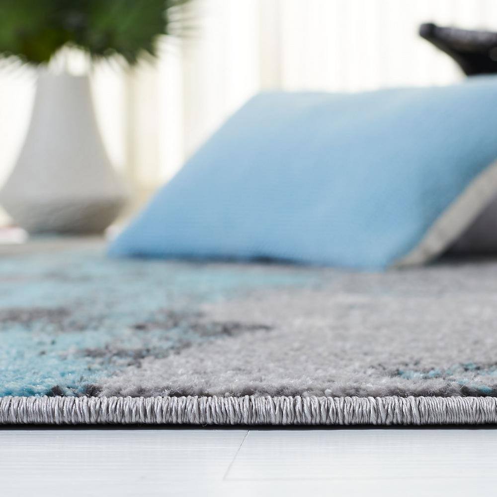 Reversible Gray Rectangular Synthetic 8' x 10' Easy-Care Rug