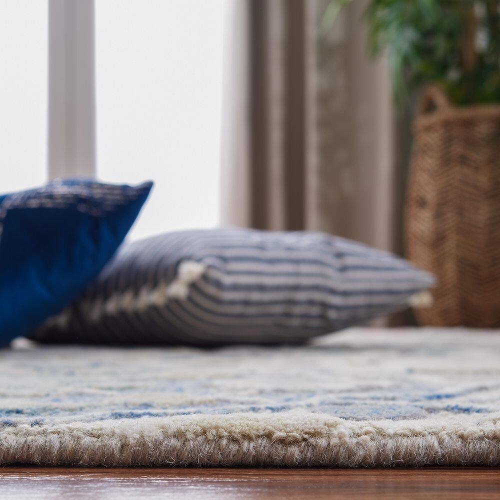 Hand-Tufted Ivory and Red Wool Runner Rug, 2'3" x 6'
