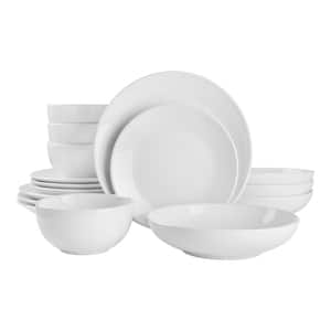 Brea 16-Piece Solid Stoneware Dinnerware Set in Gloss White (Service for 4)