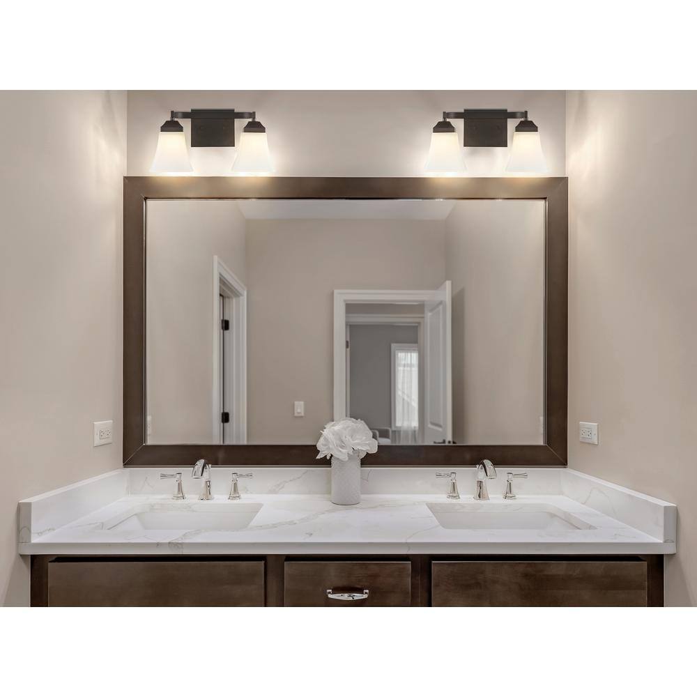 15" Black Iron and Frosted Glass Bathroom Vanity Light