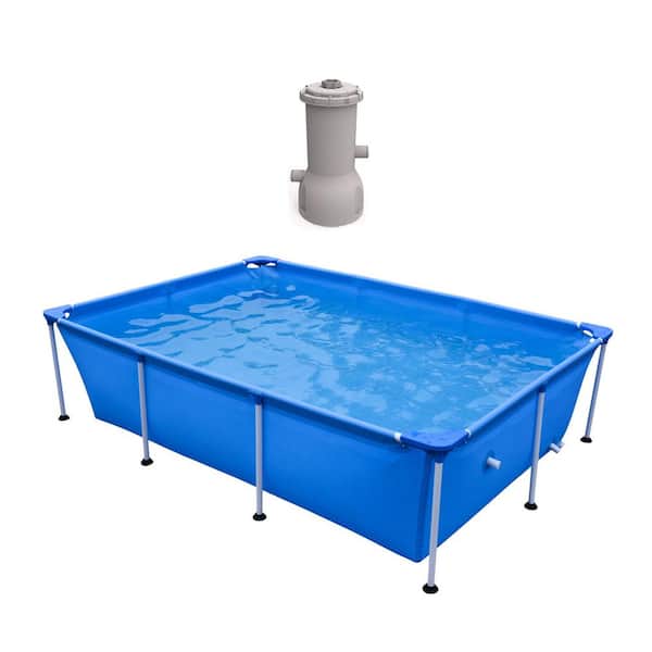 JLeisure 5.75 ft. Rectangular 8.6 ft. Above Ground Pool and Clean Plus Filter Cartridge Pump