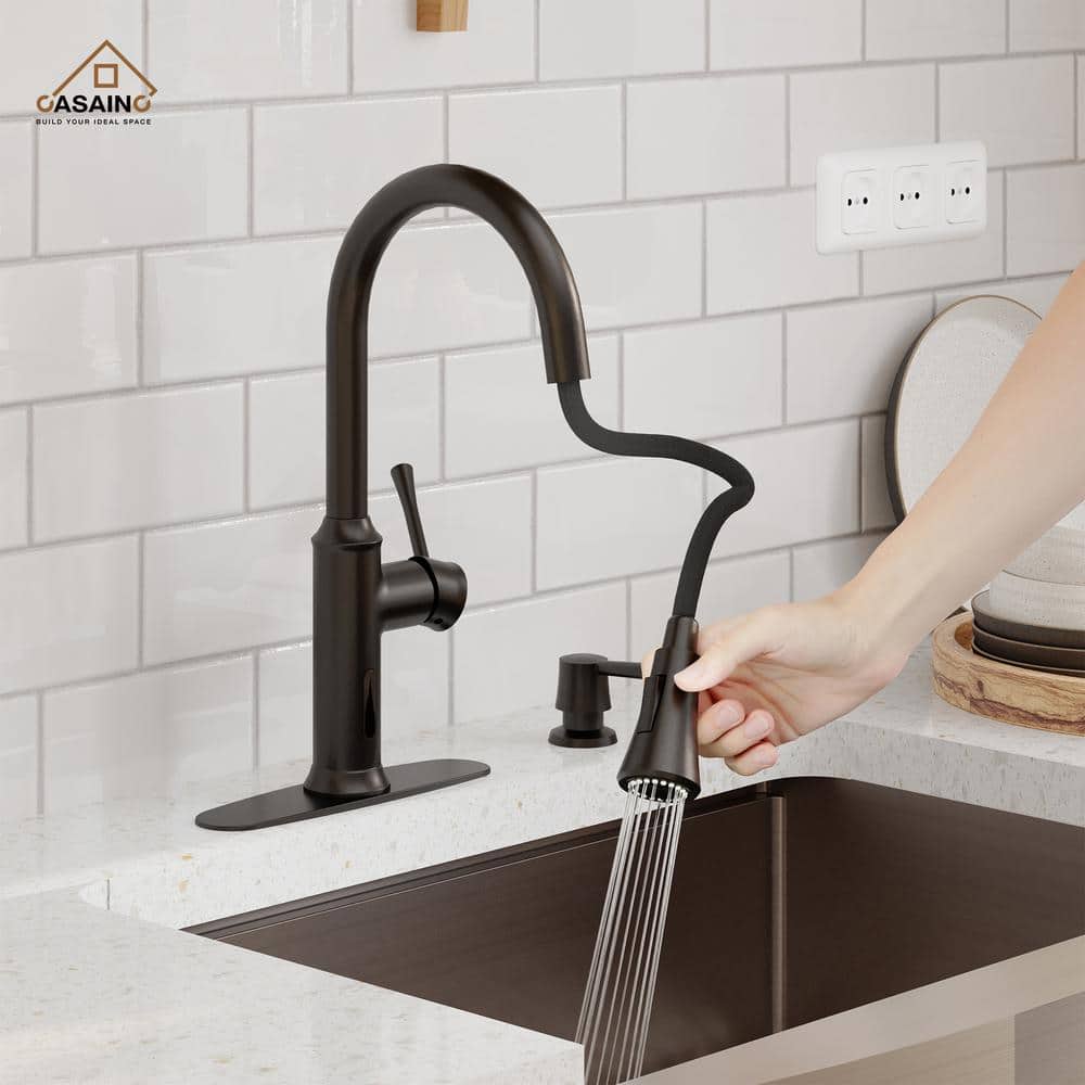 Matte Black Stainless Steel Touchless Pull-Down Sprayer Kitchen Faucet