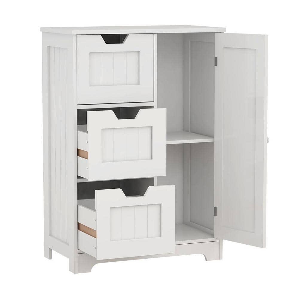 Aoibox White Freestanding Storage Cabinet with 1-Door and 3-Drawer ...