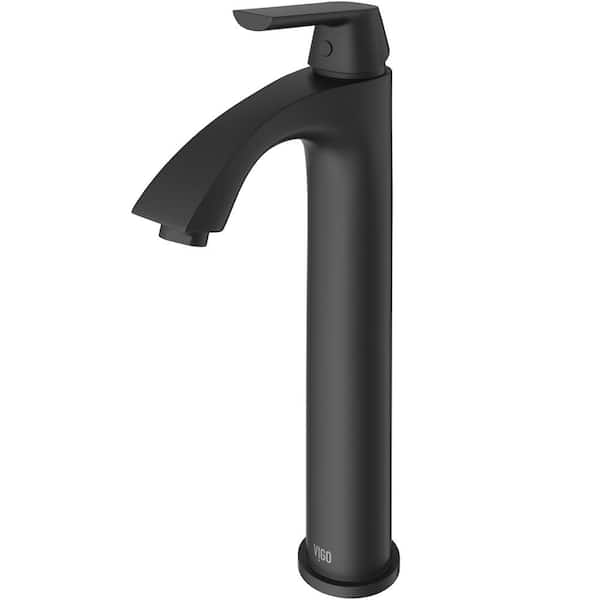 VIGO Linus Single Handle Single-Hole Bathroom Vessel Faucet in Matte Black