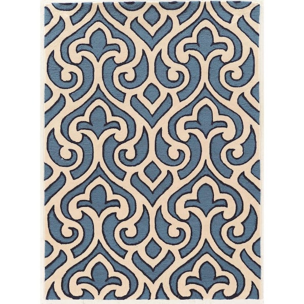 Linon Home Decor Legion Janna Ivory/Blue 8 ft. x 10 ft. Area Rug
